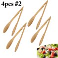 thumbnail image 1 of Pinces à Salade Multifonctionnelles en Bambou Pinces de Service Pinces de Cuisine, 1 of 10