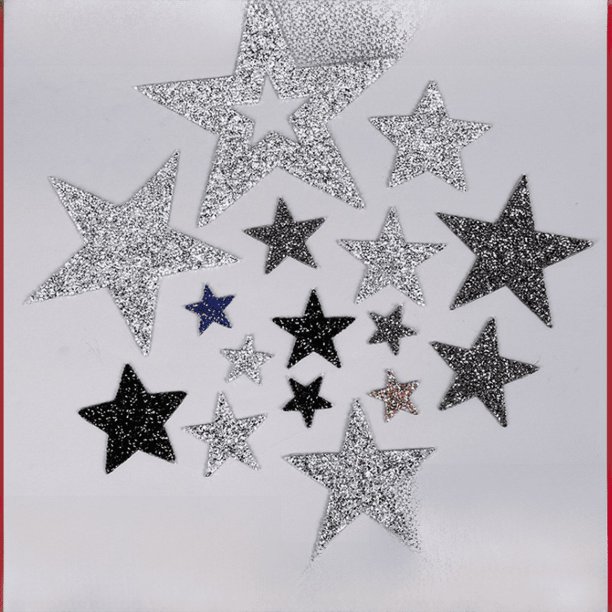 Pegatinas de tela con patrón de estrella de cinco puntas para perforaciones en caliente y dibujo en caliente, para zapatos, sombreros, equipaje, accesorios de ropa, parche de malla adhesiva