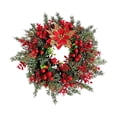 thumbnail image 2 of BUTASY Christmas Wreath Christmas Rattan Wreath Decoration Artificial Poinsettia Pines Branches And Berries Door Hanging Wall Decoration Holiday Decorative Wreath, 2 of 6