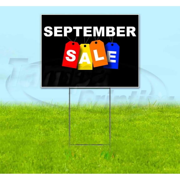 September Sale Tag (18" x 24") Yard Sign, Includes Metal Step Stake