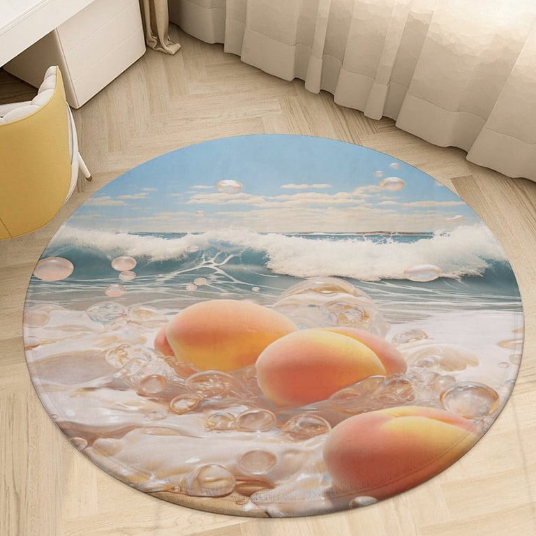 Juicy Peach Washable Round Rug -Circle Area Rugs for Nursery