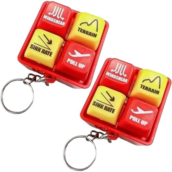 Aircraft Warning Sound Simulator Keychain with 4 Alarm Sounds, Pilot Crew Gift, Stress Relief Interactive Keychain(2PCS)
