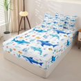 thumbnail image 2 of Homewish Watercolor Shark Kid Zipper Full Size Comforter Sets with Fitted Sheet and 2 Pillowcases, Ocean Coral Zipper Bedding Set, Polka Dots Reversible, 4 Pieces, 2 of 6