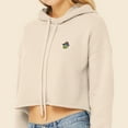 thumbnail image 5 of Dalix Sorcerer Frog Embroidered Fleece Cropped Long Sleeve Hoodie Womens in Heather Dust L Large, 5 of 5