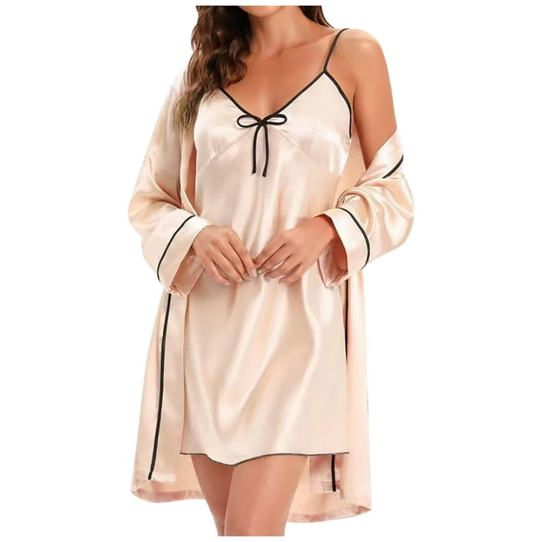 YWDJ Womens Pajama Sets Lingerie Robe Satin Sleeveless Cami 2