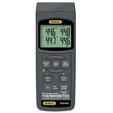 Thermocouple Recorder - GENERAL DT4947SD Thermocouple Thermometer,Type K,4 Inputs