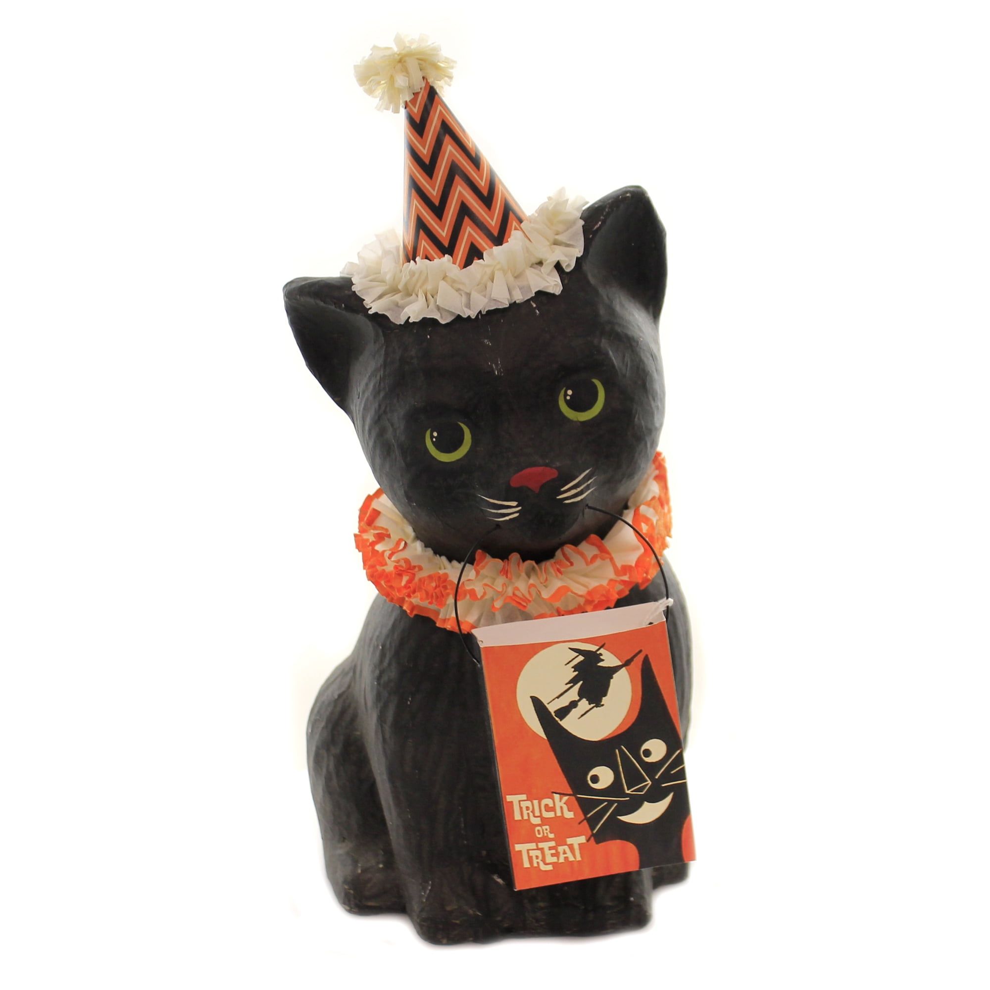 Halloween Large Black  Cat  Soiree Halloween Vintage  Crepe 