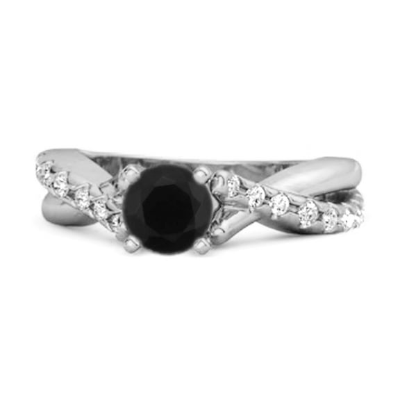 0.97 Ctw Black Spinel Accents 925 Sterling Silver Twisting Vine Shank Women Valentines Day Gifts Ring