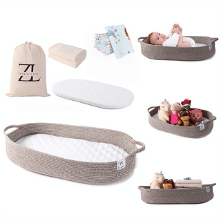 Lofe Baby Changing Basket - Moses Basket for Babies with Swaddle Strap for Security, Changing Basket for Baby Dresser with Waterproof 2 Diaper Pads