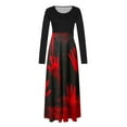 thumbnail image 3 of Halloween Maxi Dress for Women, Ghost Pumpkin Print Long Sleeve A-line Dress, Spooky Fall Party Costume Dress, 3 of 4
