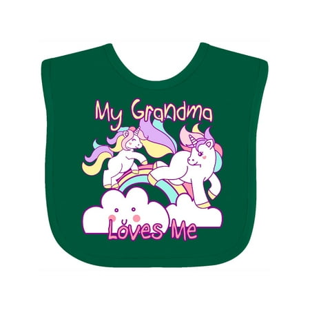 

Inktastic My Grandma Loves Me Unicorn Gift Baby Girl Bib