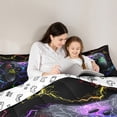 thumbnail image 4 of Manfei Black Game Console Bedding Comforter Set 7pcs for Teen, Futuristic Lightning Queen Bedding Sets, Gamepad Player Reversible Queen Sheet Sets, Breathable Home Decor, 4 of 7