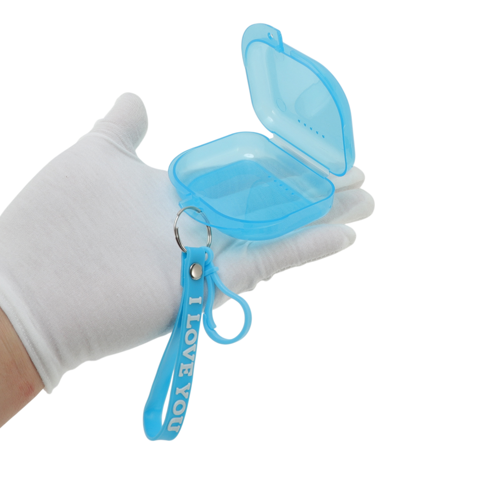 Unique Bargains Compact Braces Box with Lanyard 1 Pc Clear, Blue