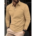 thumbnail image 2 of Kddylitq Men’s Polo Shirts Button Down V Neck Long Sleeve Breathed Stretch Collared Casual Fall Golf Shirt Khaki S, 2 of 5