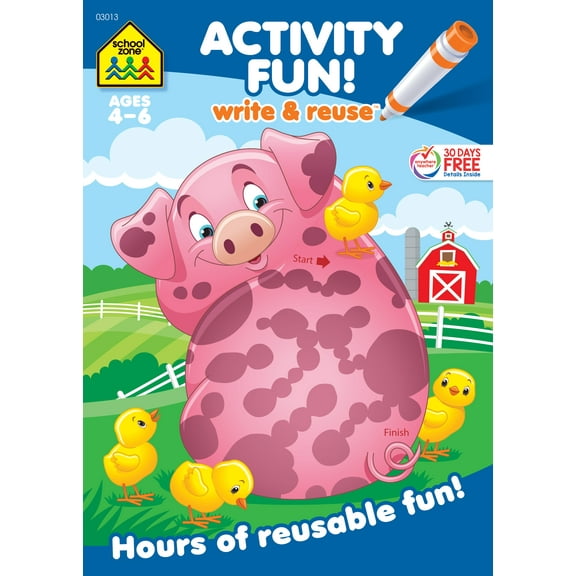 School Zone Activity Fun! Write & Reuse Workbook