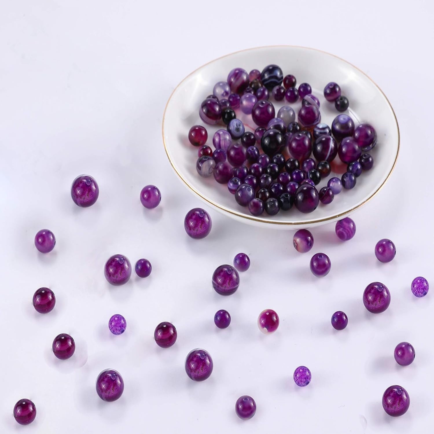 480Pcs 3 Sizes 5 Colors 15-Grid Natural Stone Beads - Universal DIY Jewelry & Gift Making Supplies