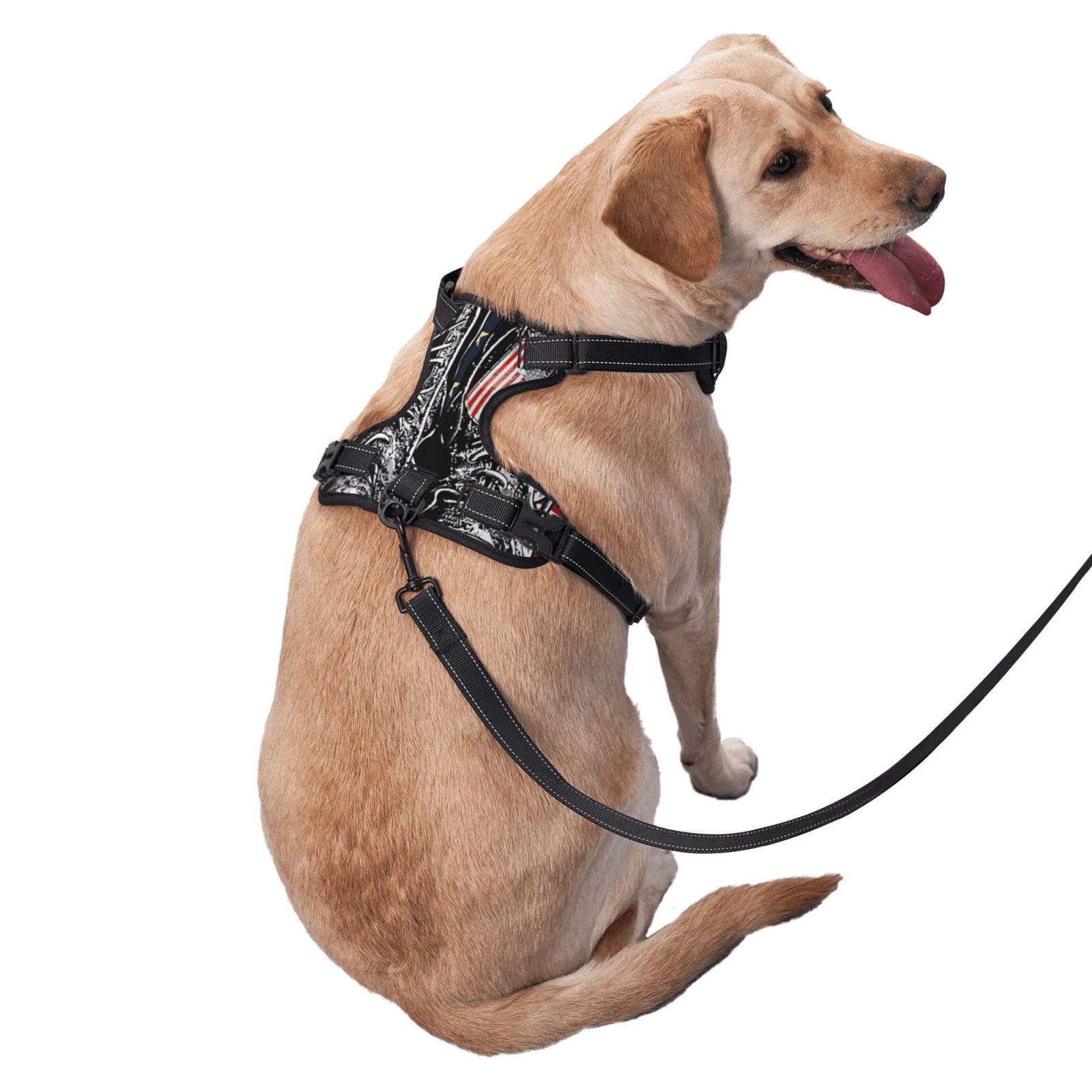 Fuzoiu Veterans Day1 Print Reflective Dog Harness,Adjustable, Breathable Pet Vest,Dog Harness No Pull,No Choke Pet Vest for Small, Medium, and Large Dogs-Medium