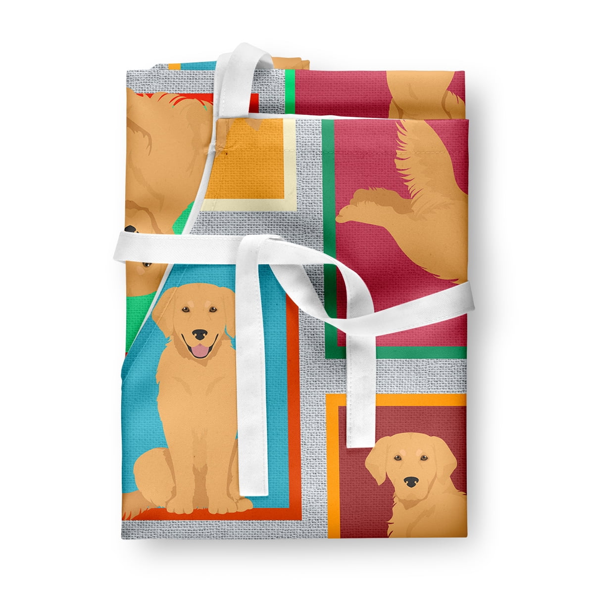 Lots of Golden Retriever Apron 27 in x 30 in