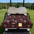 thumbnail image 2 of Whosucclay Cart Seat Towel for EZGO Club Car, Travel Ready Design 4 Front Pocket Quilted Golf Cart Seat Covers All-Weather Protection, Skull Red Rose Pattern, 2 of 9