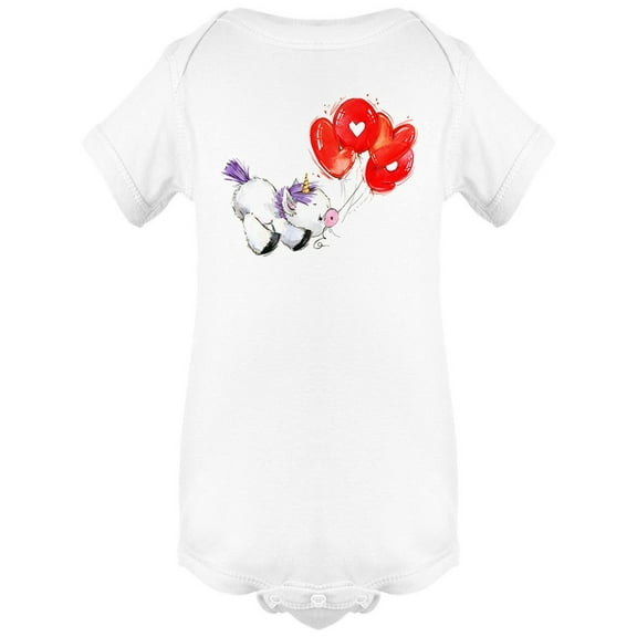 Unicorn With Heart Balloons Bodysuit Infant -Image by Shutterstock, Newborn