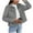 Gray, variant on Women Flannel Cropped Shacket Button Down Trendy Shacket Jackets Casual Long Sleeve Crop Shirts Jackets Tops