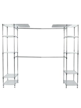UBesGoo Standing Closet Garment Rack Made of Sturdy Carbon Steel with Spacious Storage Space, Clothes Hanging Rods, Heavy Duty Clothes Organizer for Bedroom, Entryway (White)