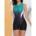 thumbnail image 3 of Charmo Sleeveless One Piece Swimwear for Womens Zipper Boyleg Bath Suit, 3 of 5