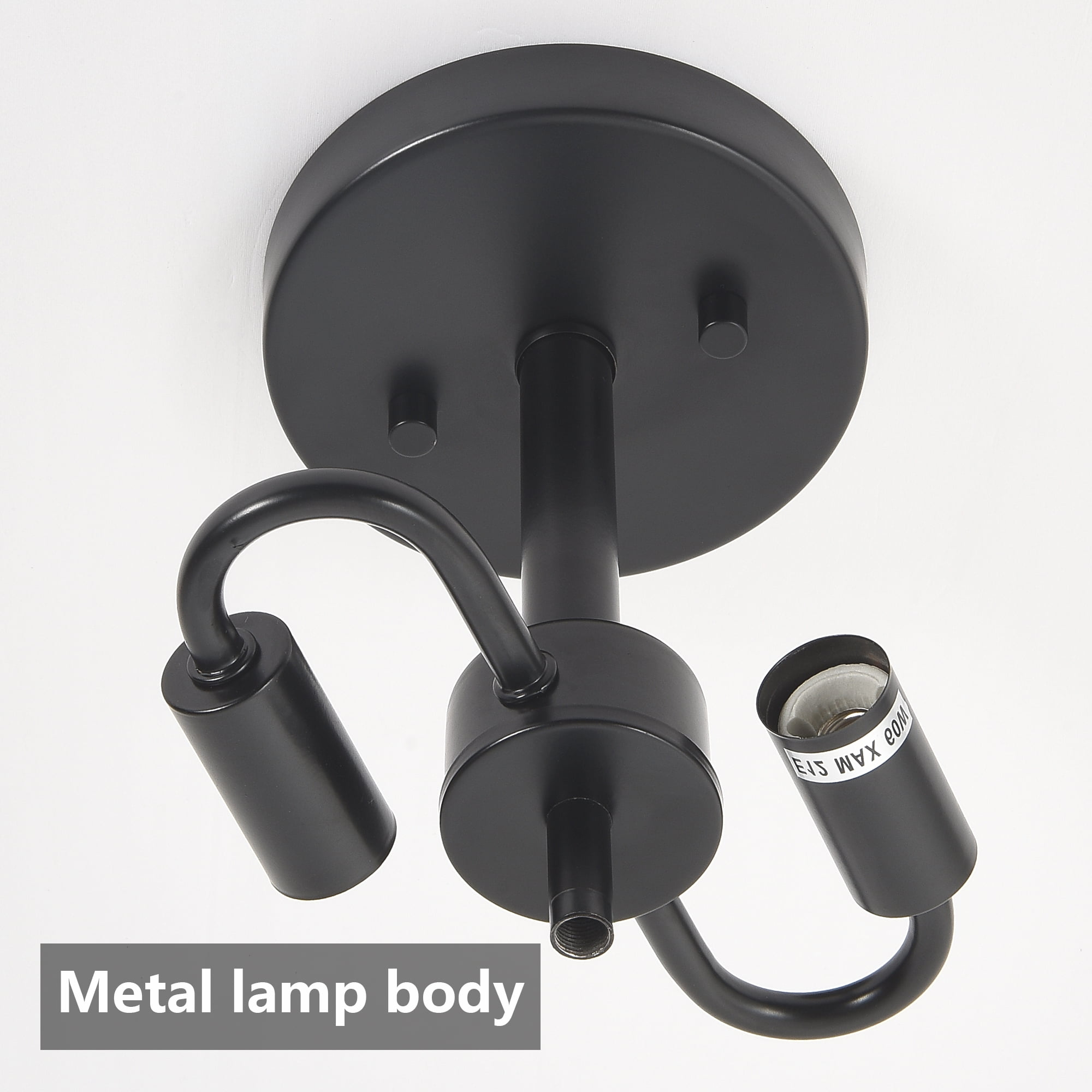Jopath 16.5" Glass Ceiling Light Fixture Flush Mount , 2-Lights Close to Ceiling Lamp, Modern Black Ceiling Light Fixture for Bedroom Bathroom Hallway Entryway Kitchen Dining Room