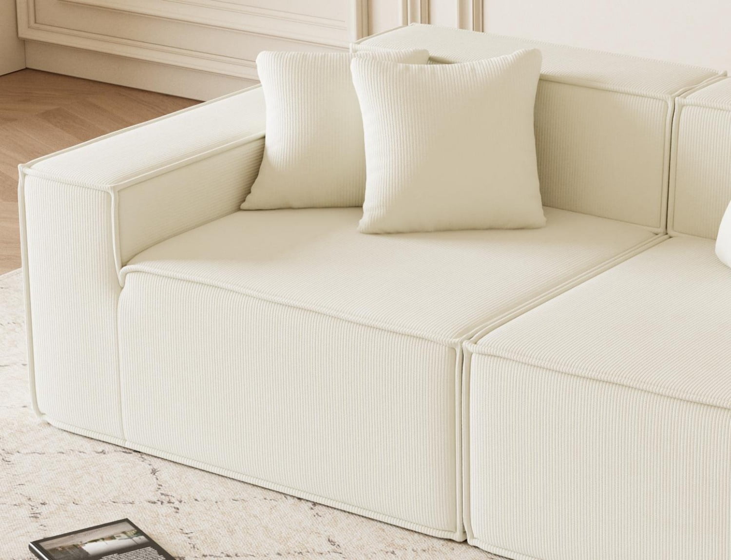 Gewnee Luxury Deep Seat Modular Loveseat with Soft Corduroy Upholstery - Compact, Versatile for Small Modern Living Rooms