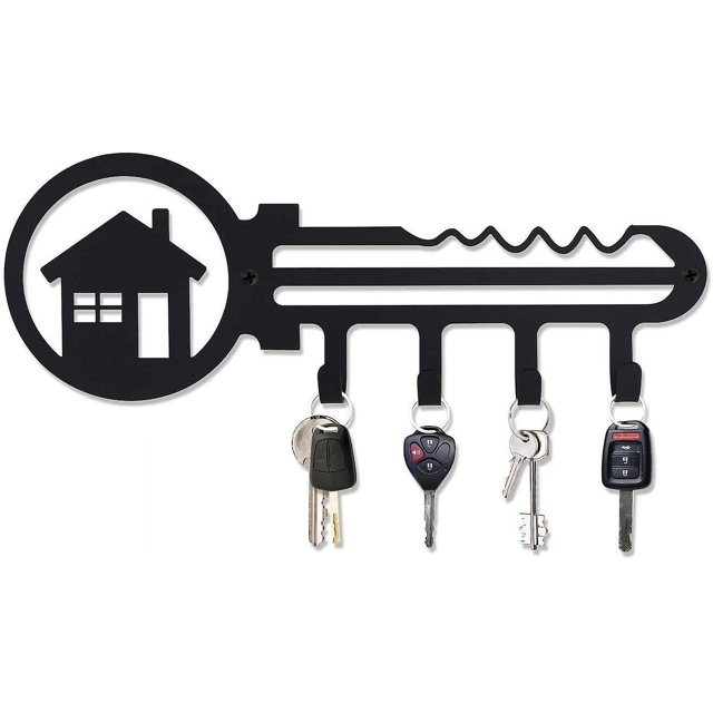 Llavero decorativo de pared infierno, con organizador de 4 ganchos para llaves de coche o casa, llavero negro