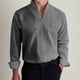 thumbnail image 4 of Camisas s Para Hombre De Vestir Camiseta informal de negocios con cuello de para hombre, blusa de manga larga con cuello levantado, camiseta (Grey, L), 4 of 5