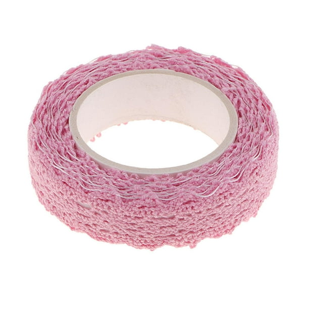2 yardas de cinta autoadhesiva con patrón de encaje, rollo de cinta de algodón de enmascarar DIY rosado