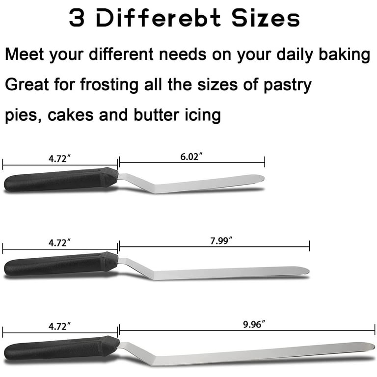 Angled Icing Spatulas, Stainless Steel Offset Spatula Cake Decorating DIY  Baking Tools, Set of 3 (6 inch, 8 inch and 10 inch) (3 PACK) 