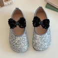 thumbnail image 3 of Dakaela Toddler Girls Dress Shoes Flower Mary Jane Ballet Flats Bowknot Rhinestone Slip on School Uniform Princess Loafers Silver 5.5, 3 of 5