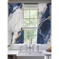 thumbnail image 3 of Sheer Curtains 63 Inches Long, Marble Navy Blue Light Filtering Window Curtains for Living Room, Abstract Gold White Brick Stone Motif Rod Pocket Voile Sheer Curtain Drapes, 52"W x 63"L, 2 Panels, 3 of 8