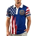 thumbnail image 3 of Zimjoy Men's 4th of July T-Shirts Patriotic America Flag Graphic Tee Shirts 250 Years of Freedom Collar Short Sleeve Tops, Royal Blue L, 3 of 7