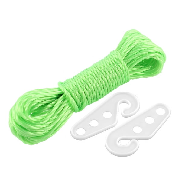 Accueil Extérieur en Plastique Polyvalent Clothesline Vert 33ft w 2 Crochets