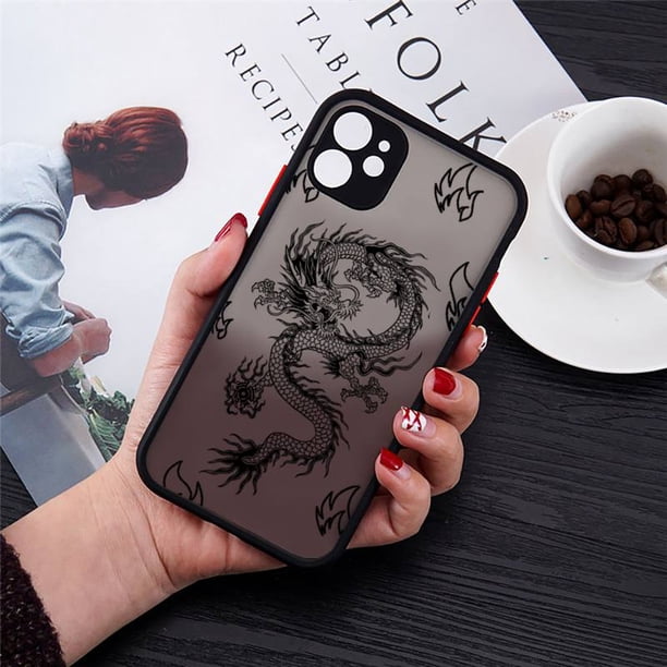 Funda de teléfono con diseño estético único, carcasa trasera suave de dragón rojo para iPhone 14, 12, 11, 13 Pro, Mini, X, XS, XR Max, 6, 7, 8 Plus, SE Fivean unisex