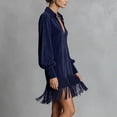 thumbnail image 4 of AUNVITO Women's Deep V Neck Long Sleeve Dress with Fringe Detail Vintage Loose Fit Solid Color Maxi Dress, 4 of 9