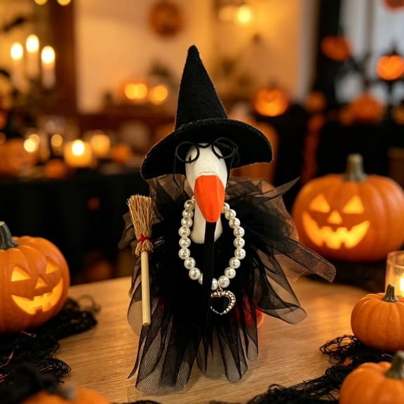 Darzheoy Halloween Goose Outfits, 7 Inch Cute Goose Costume, Halloween Cute Desktop Goose Decoration, Mini Tabletop Decor for Shelf, Mantel, Desk, Counter, Windowsill