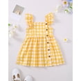 thumbnail image 3 of 2T Baby Girls Dress 3T Girls 2PCS Sleeveless Dress Toddler Girls Plaid Dress Toddler Girls Summer Dress Yellow, 3 of 10