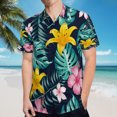 thumbnail image 5 of High Quality Hawaiian Shirts for Men Short Sleeve Aloha Beach Shirt Floral Summer Casual Button Down Shirts Blouses POHLL4, 5 of 7