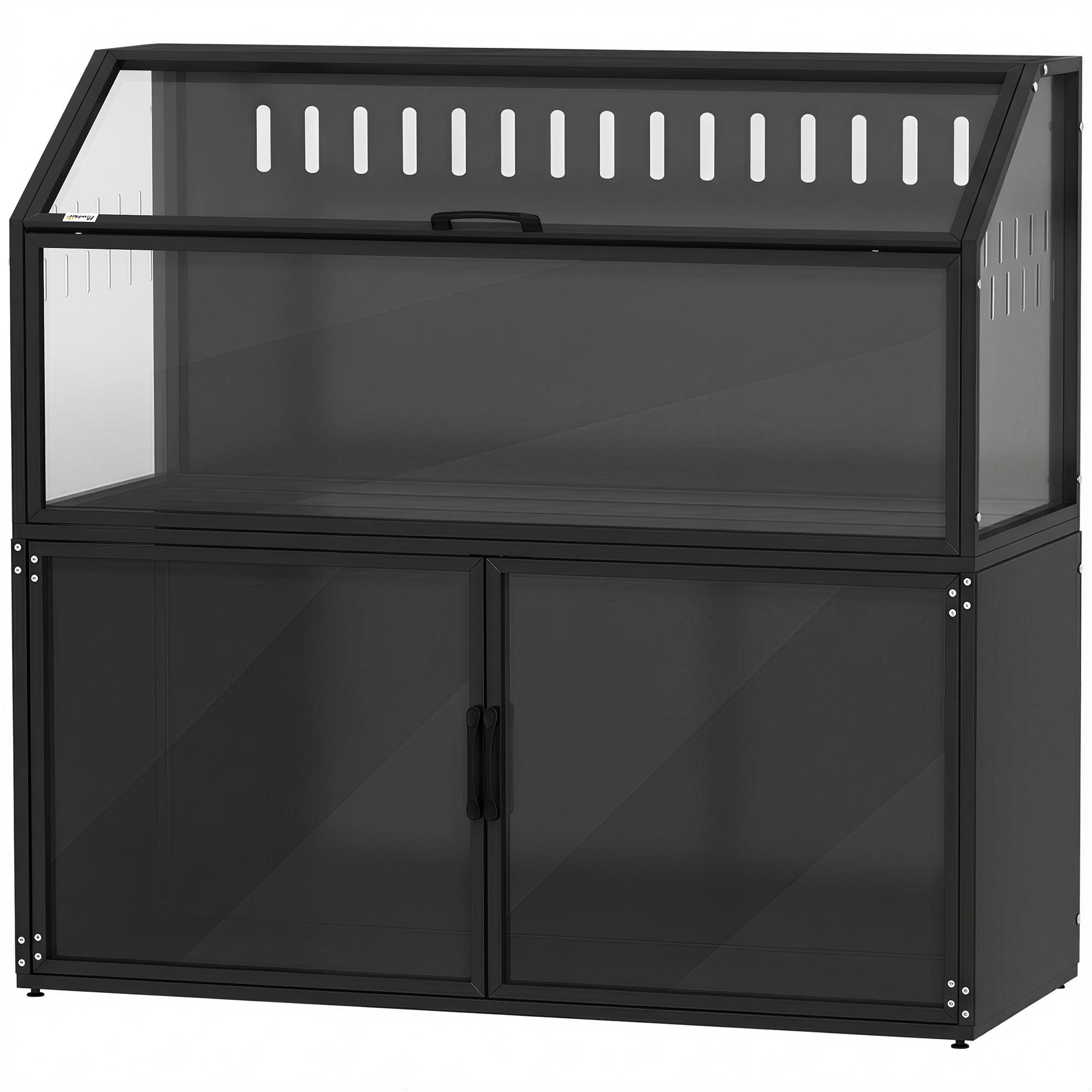 Hamster Cage with Storage Cabinet, Small Animal Cage with Easy View Acrylic Panels and Openable Top, Guinea Pig Habitat