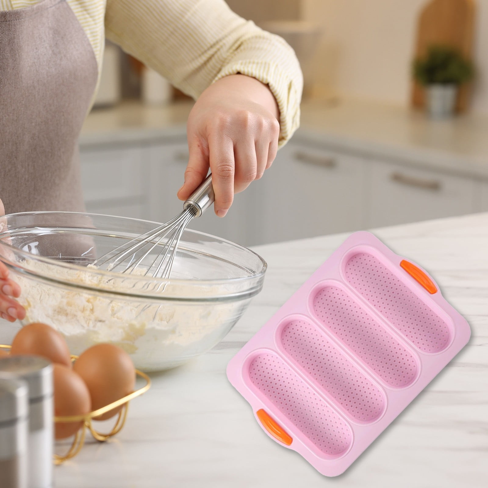 4 Cavity Silicone Pan Non Stick French Bread Baking Tray For DIY Cake ...