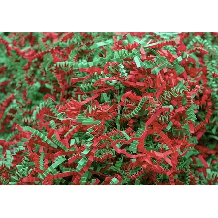 3-Ply Crinkle Cut Shredded Paper, 2 lbs, Red & Green Christmas Mix