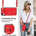 thumbnail image 5 of ShellTech for iPhone XR Case with Card Holder and Strap - Zipper Pocket,Crossbody Lanyard Strap,Credit Card Holder,Stand Ring,Cute Phone Wallet Case for Women,Red, 5 of 11