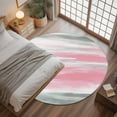 thumbnail image 3 of Pink Grey Ombre Round Rugs 3.3ft, Abstract Art Oil Painting Modern Non Slip Washable Rug Runner, Low Pile Indoor Floor Carpet Mat Bathroom Rugs for Living Room, Bedroom, Kids Room, 3 of 9