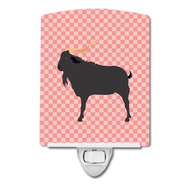 Carolines Treasures BB7882CNL Verata Goat Pink Check Ceramic Night Light