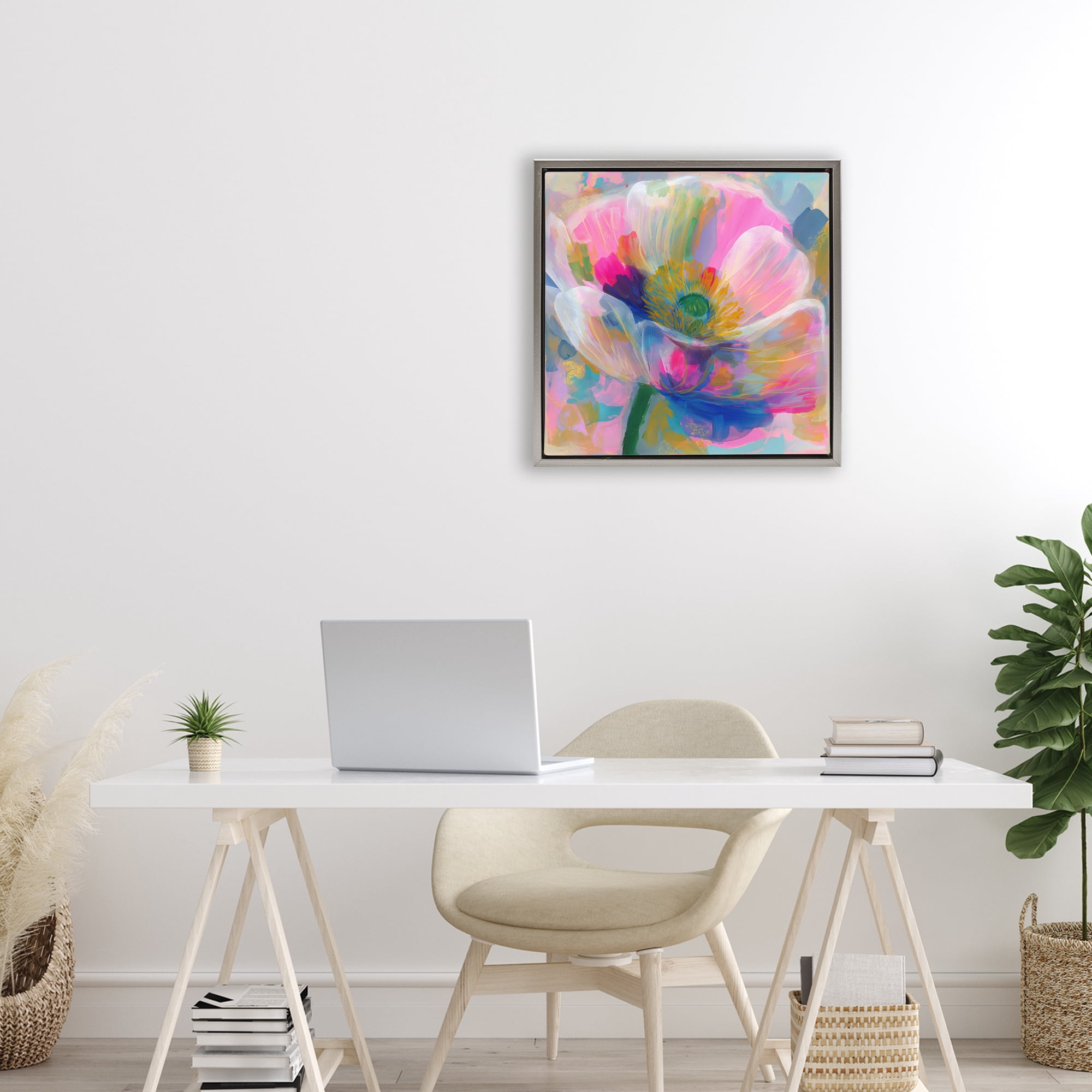 Stupell Industries Backlit Kaleidoscopic Poppy Gray Framed Floater Canvas Wall Art, design by Chromatic Storm Studio