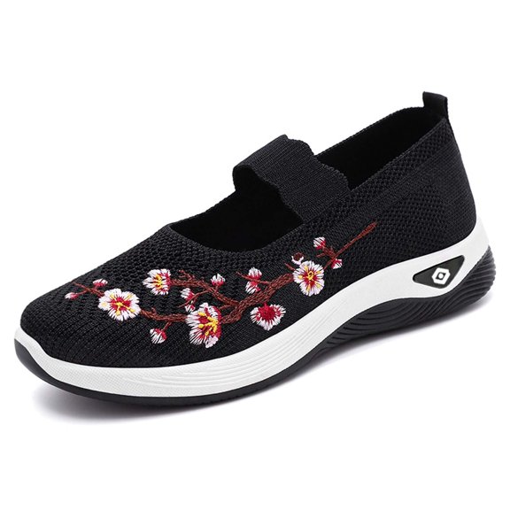 Orthopedic Shoes for Women Floral Embroidered Breathable Casual Walking Sneakers